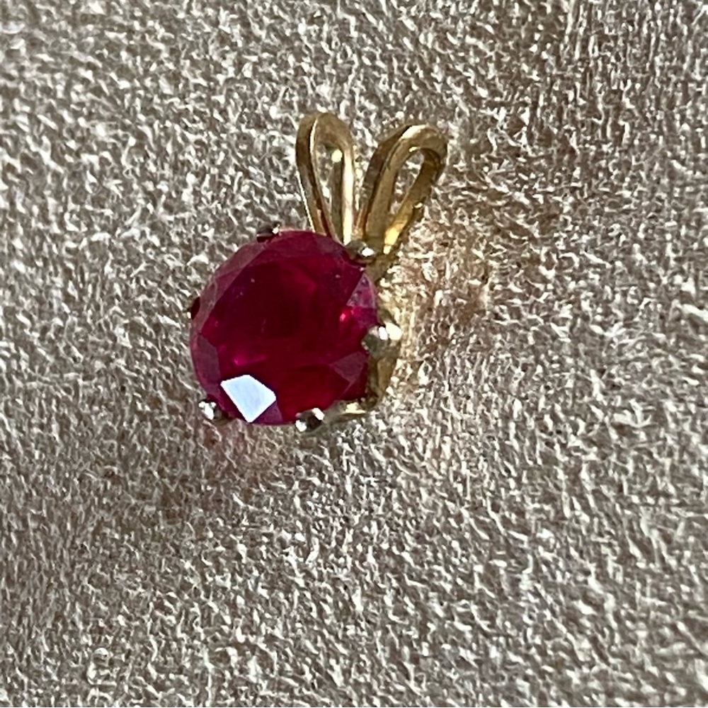 Tiny Gold Garnet Semi Precious Stone Pendant